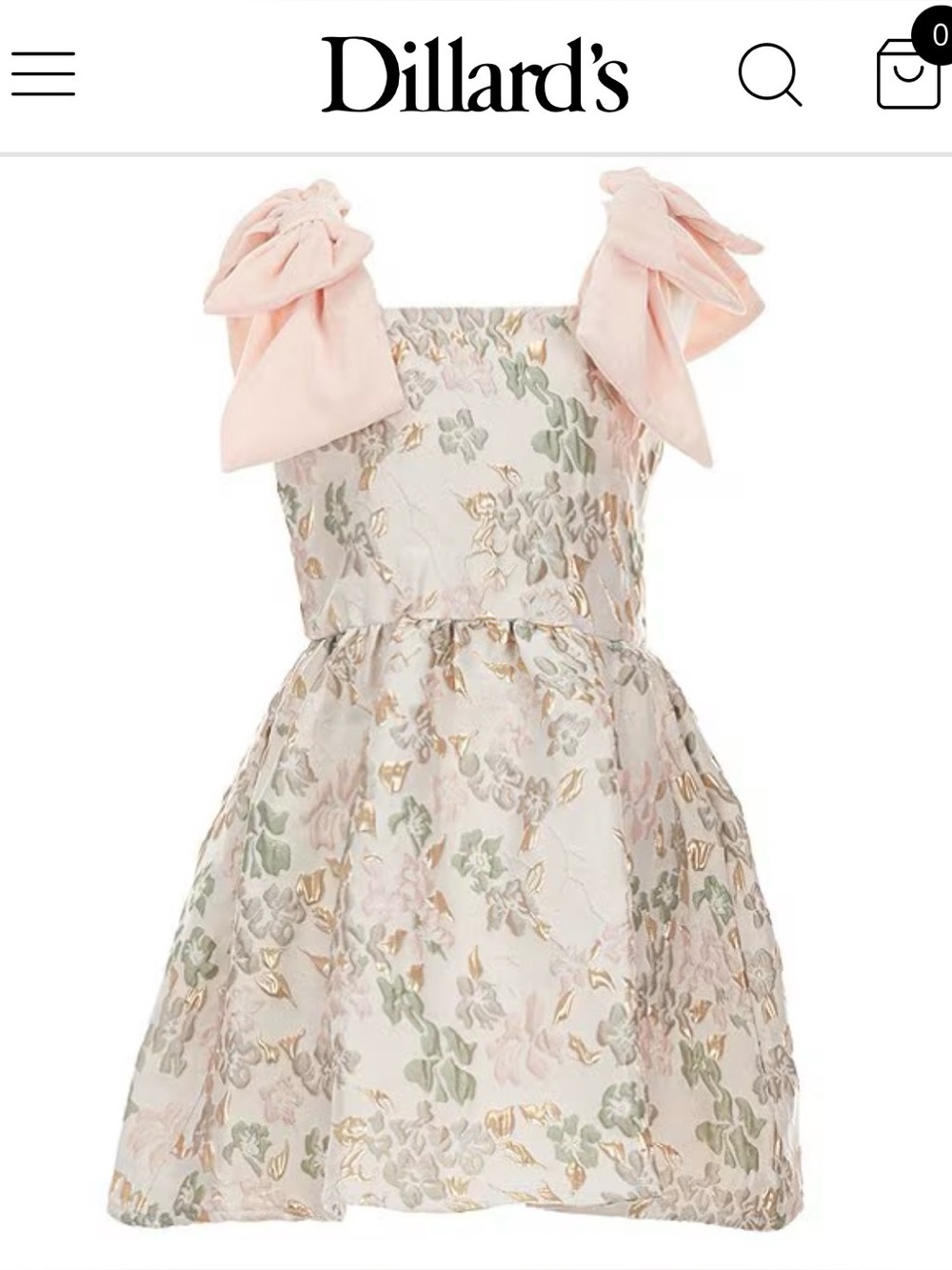 GB Little Girls Baroque Floral Bow Strap  Dress - size 4T with Pale Pink velvet